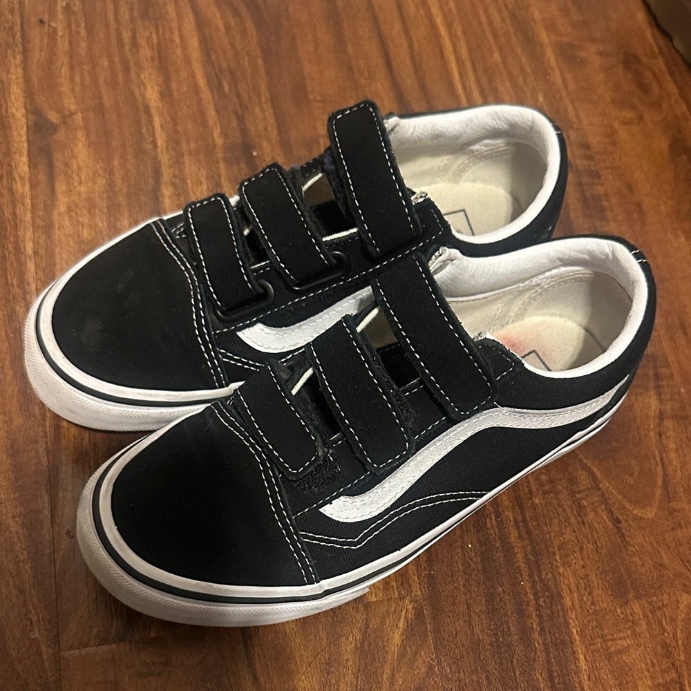Vans Black and White Velcro Sneakers